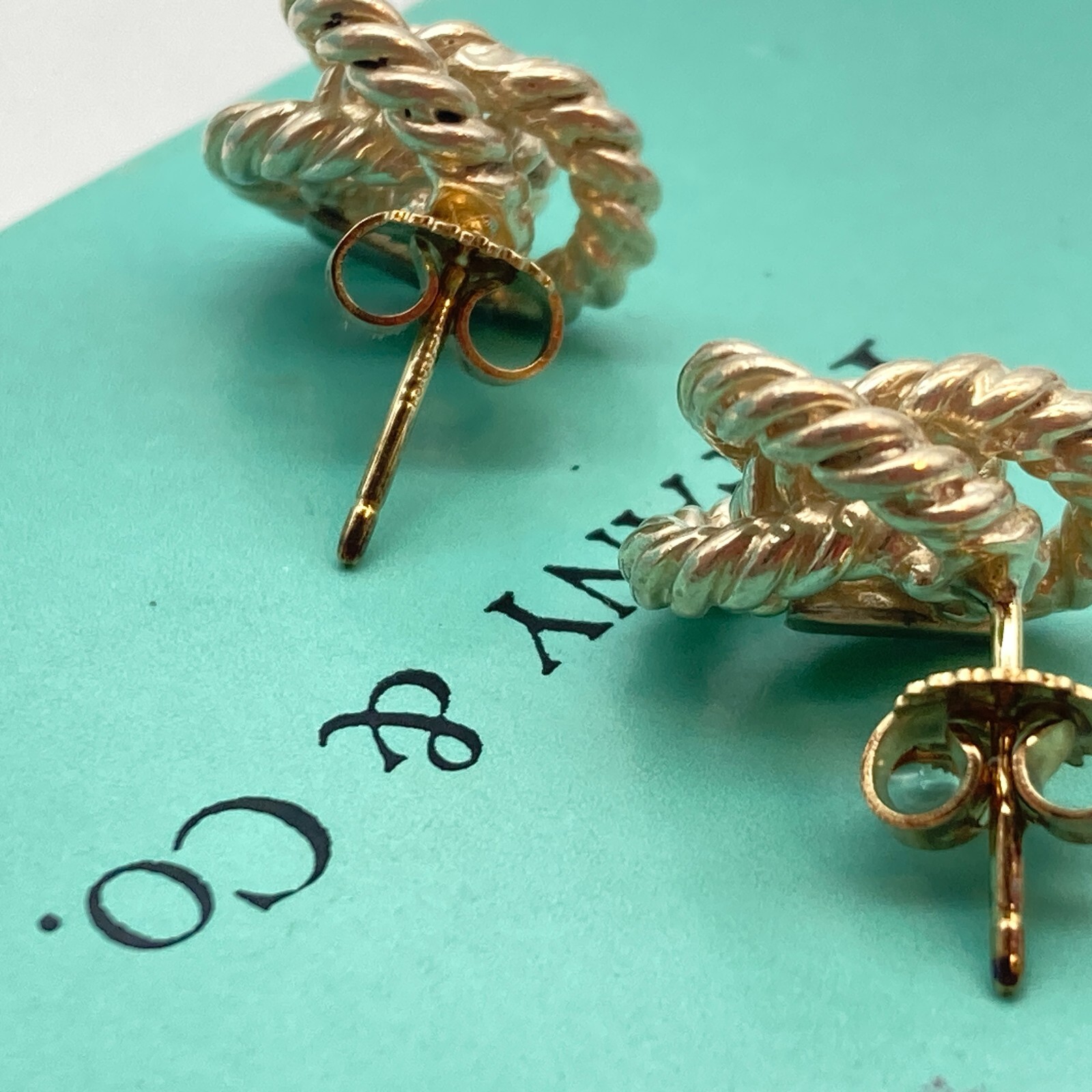 Tiffany & Co. Twist Rope Stud Earrings Gold Silver 7.0g