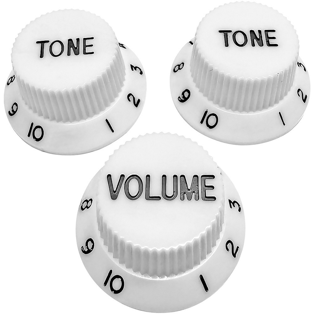 AxLabs StratStyle Knob Kit with Black Lettering (3) White