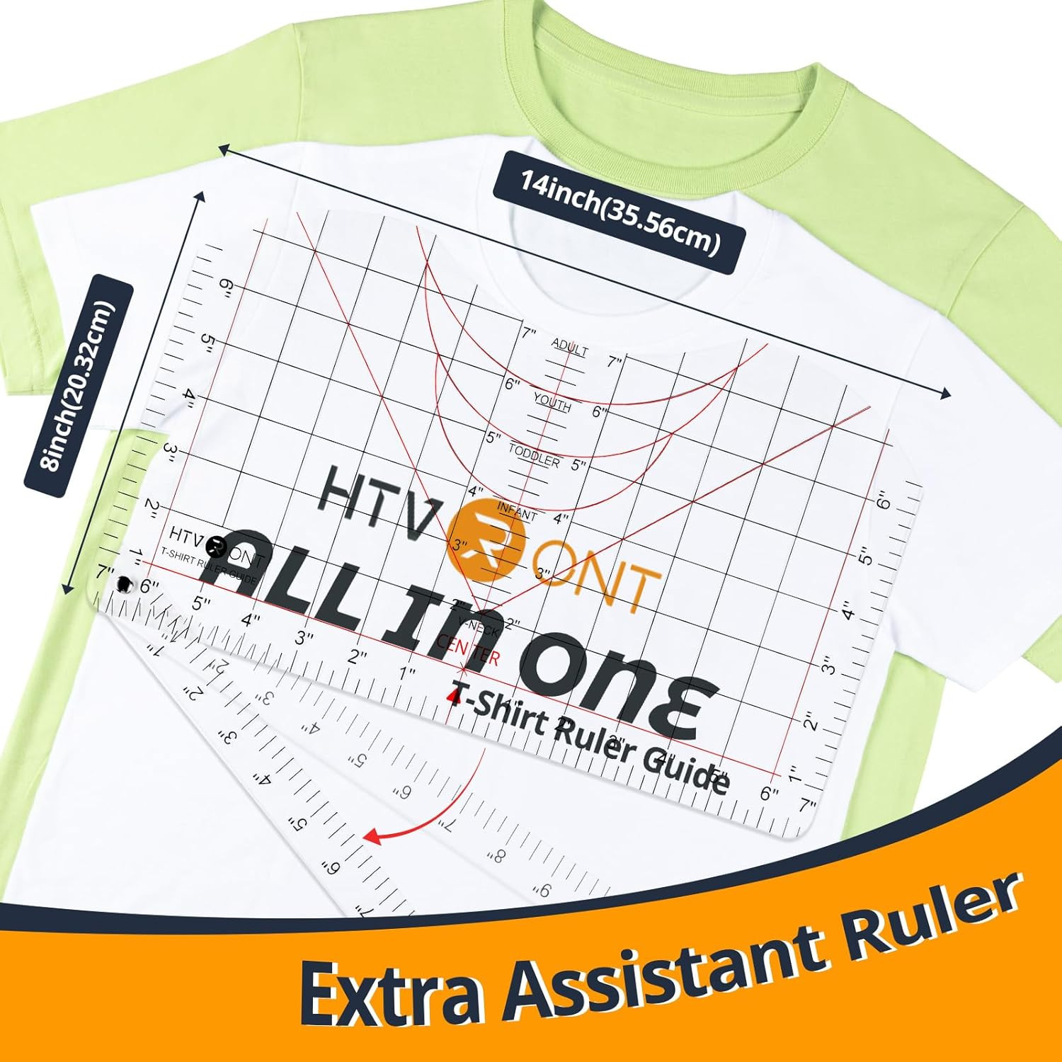 HTVRONT Tshirt Ruler Guide for Vinyl Alignment - Transparent PVC Tshirt Measurem