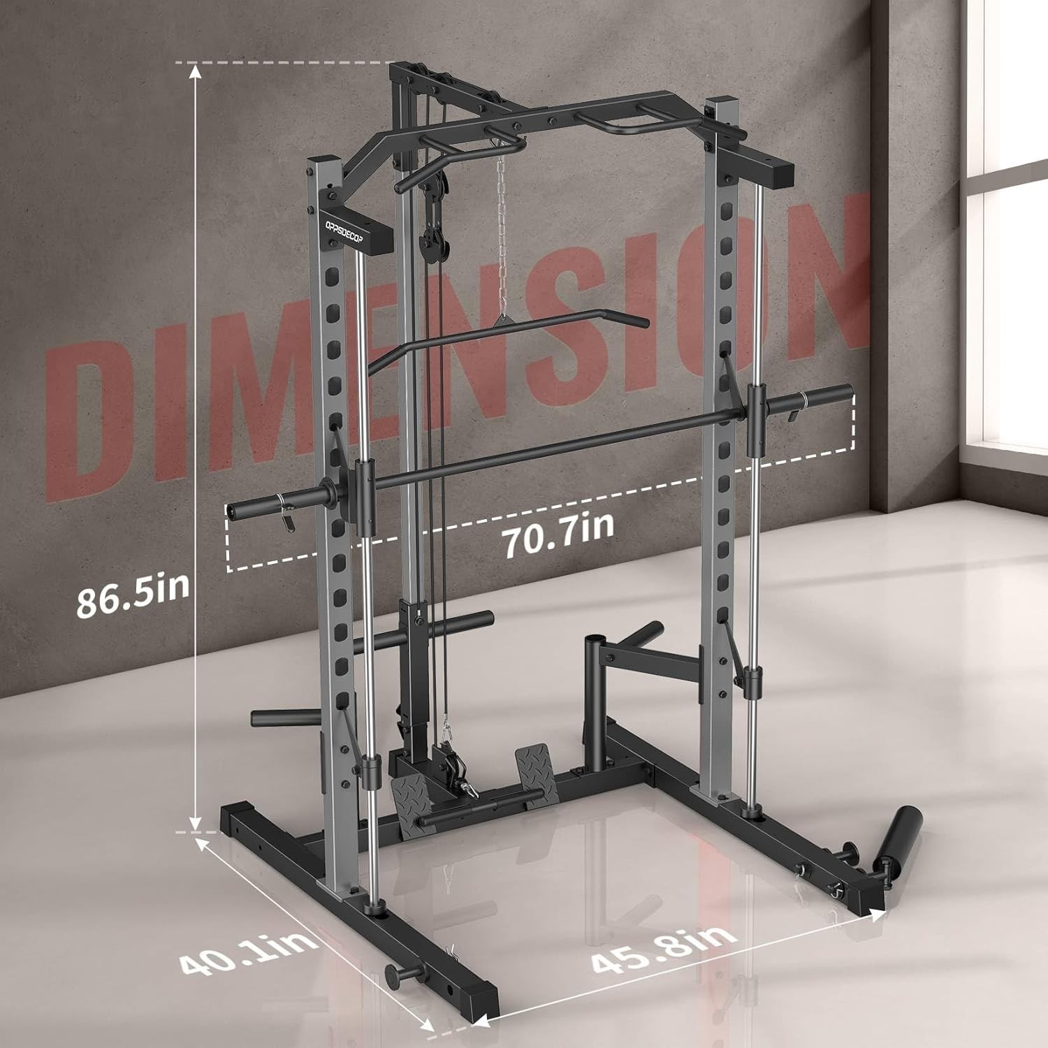 All in One Smith Machine Multi-Functional Power Rack with LAT-Pull Down System🔥
