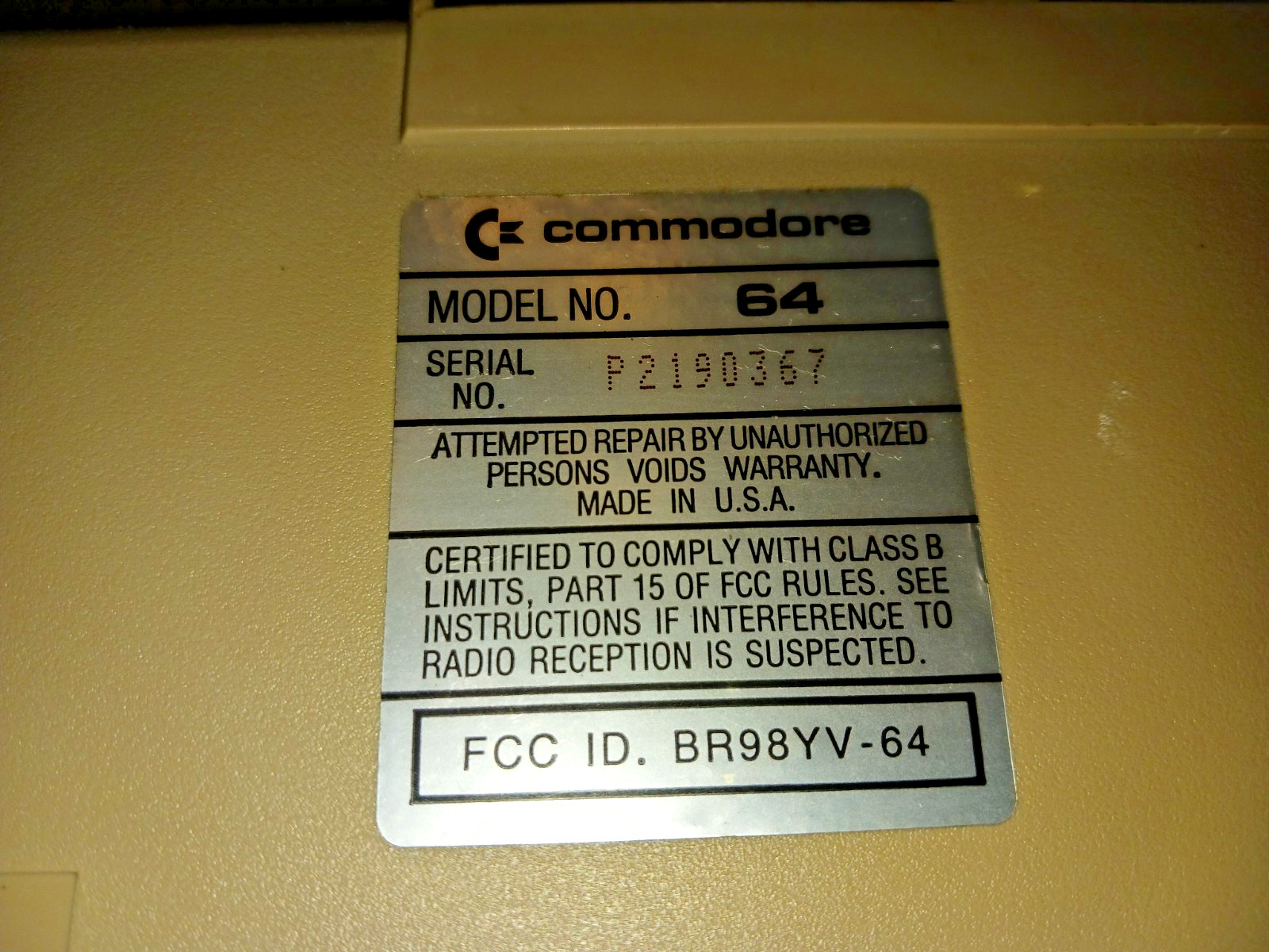 Vintage Commodore 64 Computer With Original Box and Power Supply Powers On