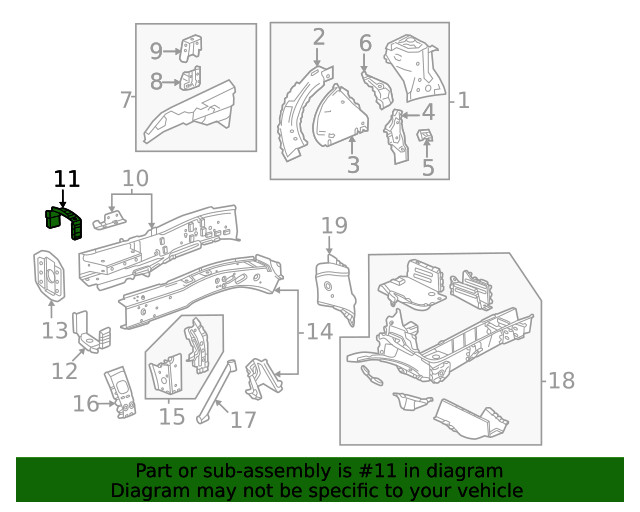Driver Side Front Compartment Inner Side Rail Front Reinforcement (84240689)