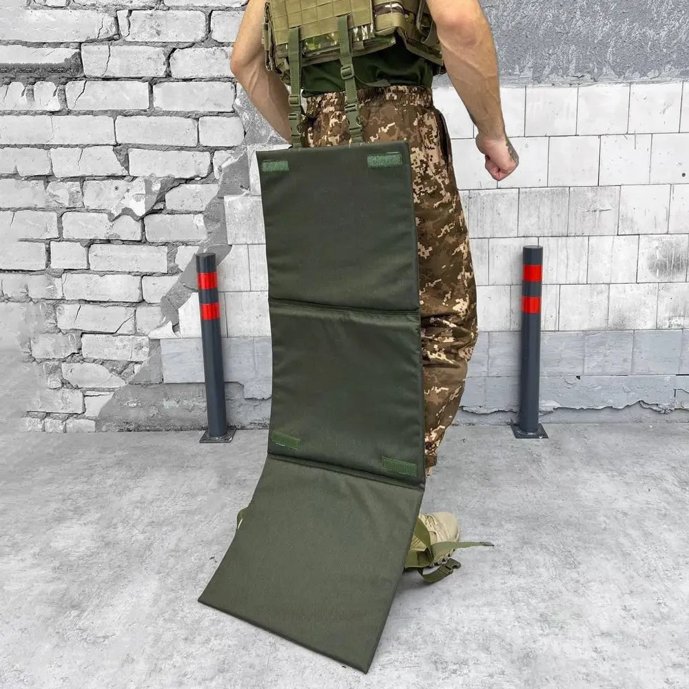 Folding three-section seat pad with Molle fastening, olive, 105x40x2 cm💛💙