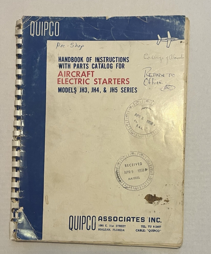 Jack & Heintz Aircraft Electric Starter JH3, JH4, JH5 Series Service Manual