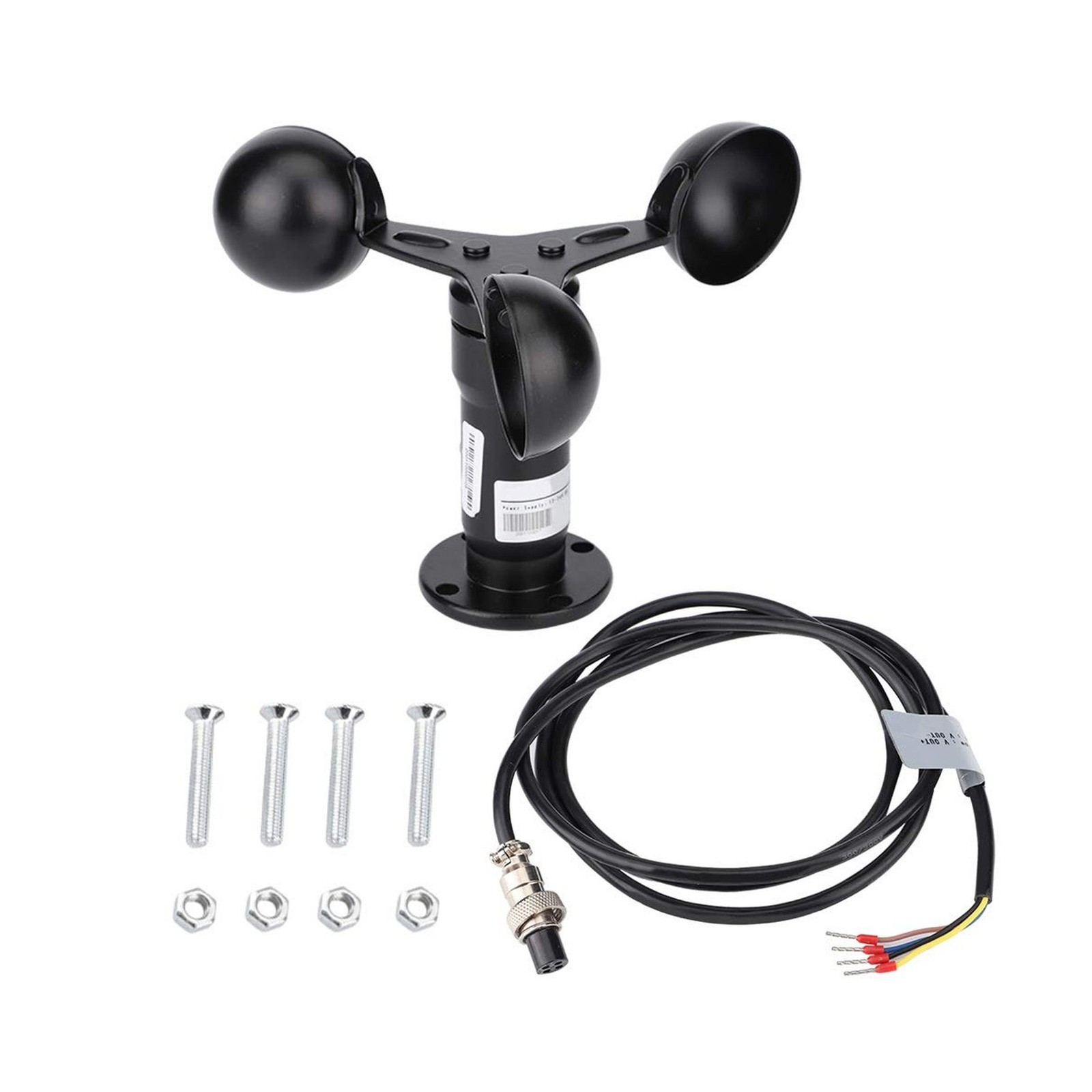 Wind Speed Sensor, 0-10V Aluminum Alloy 3 Cups Anemometer Signal Output Pulse...