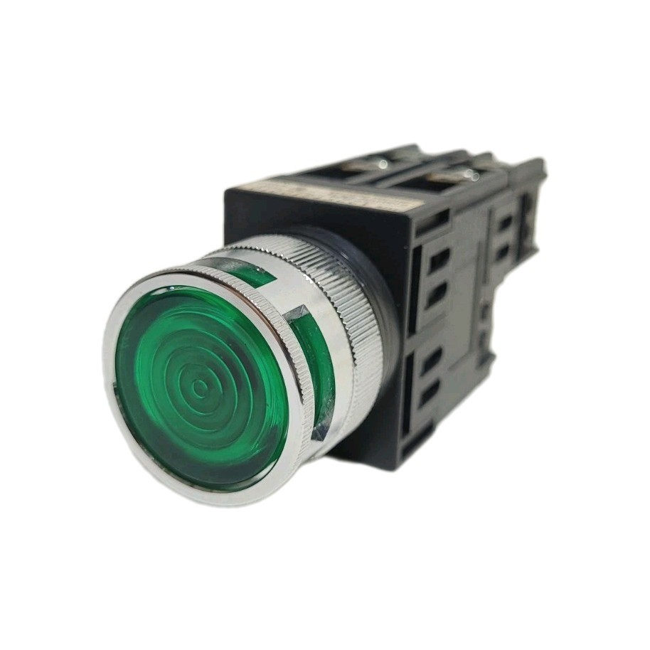 MARUYASU A22FTG10010 Push Button Switch, Green Light