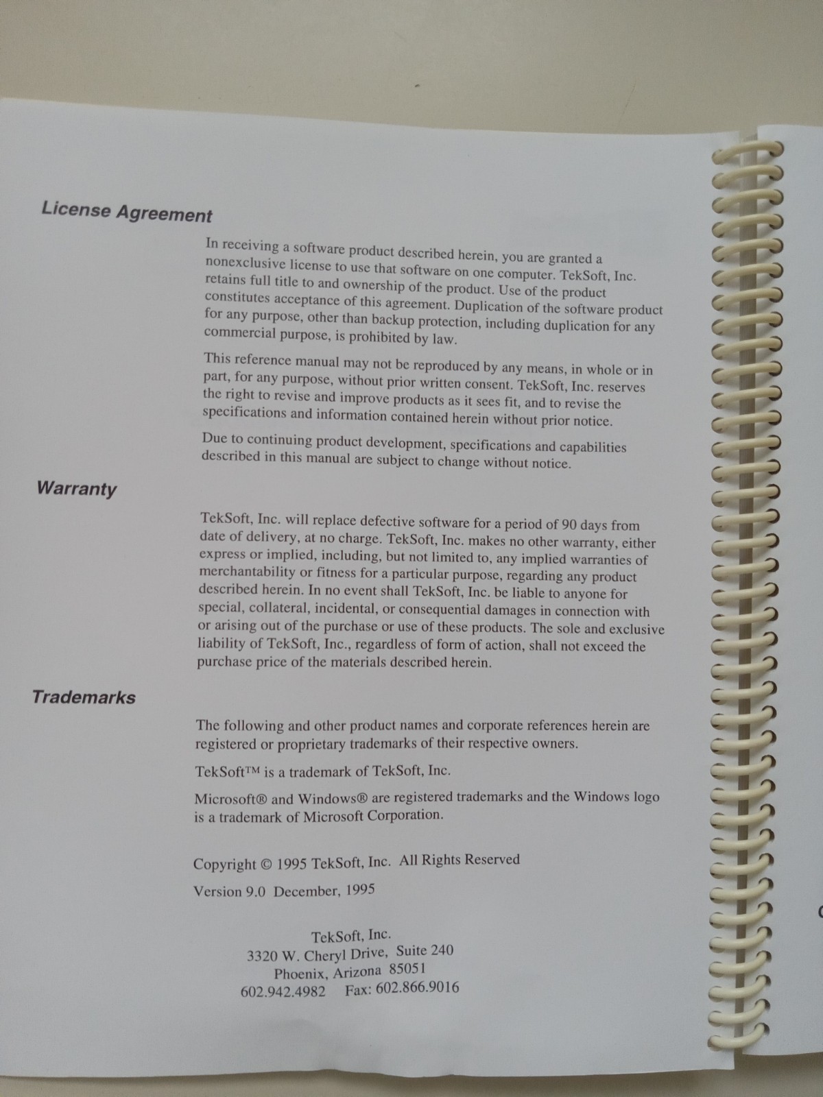 Plasma/Laser For Windows User's Guide TekSoft, Inc. 1995 Paperback(Spiral)...