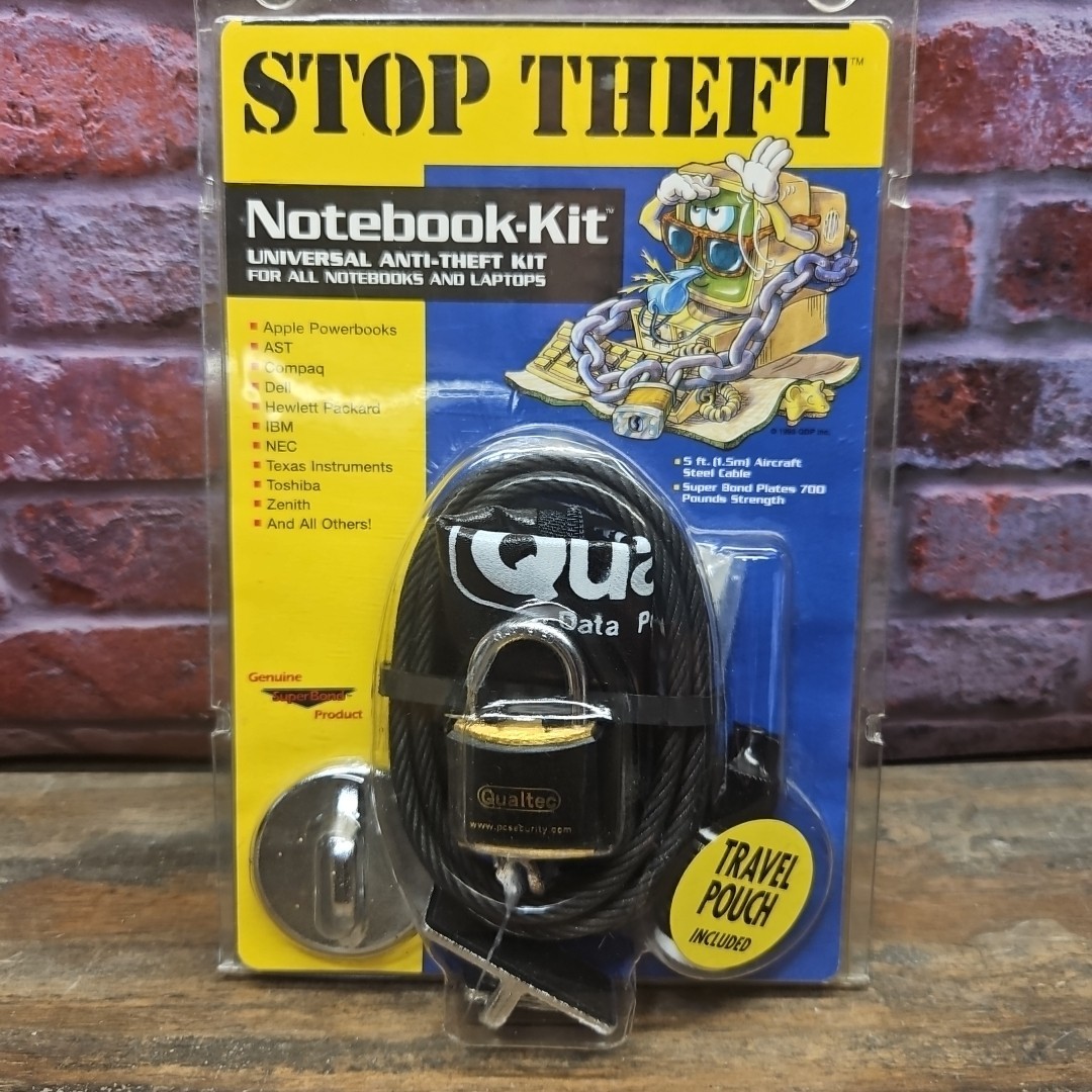 Qualtec Stop Theft Notebook Lock Kit Universal Anti-Theft Kit W/Travel Pouch