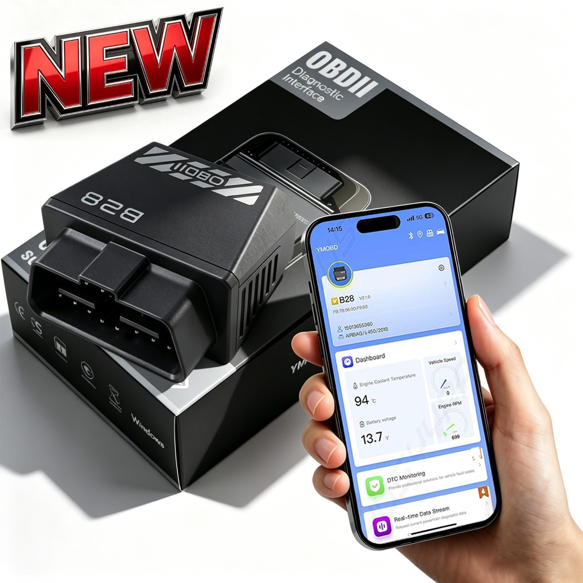 2026 NEW B28 Bluetooth OBD2 Scanner  Diagnostic Tool ECU Coding