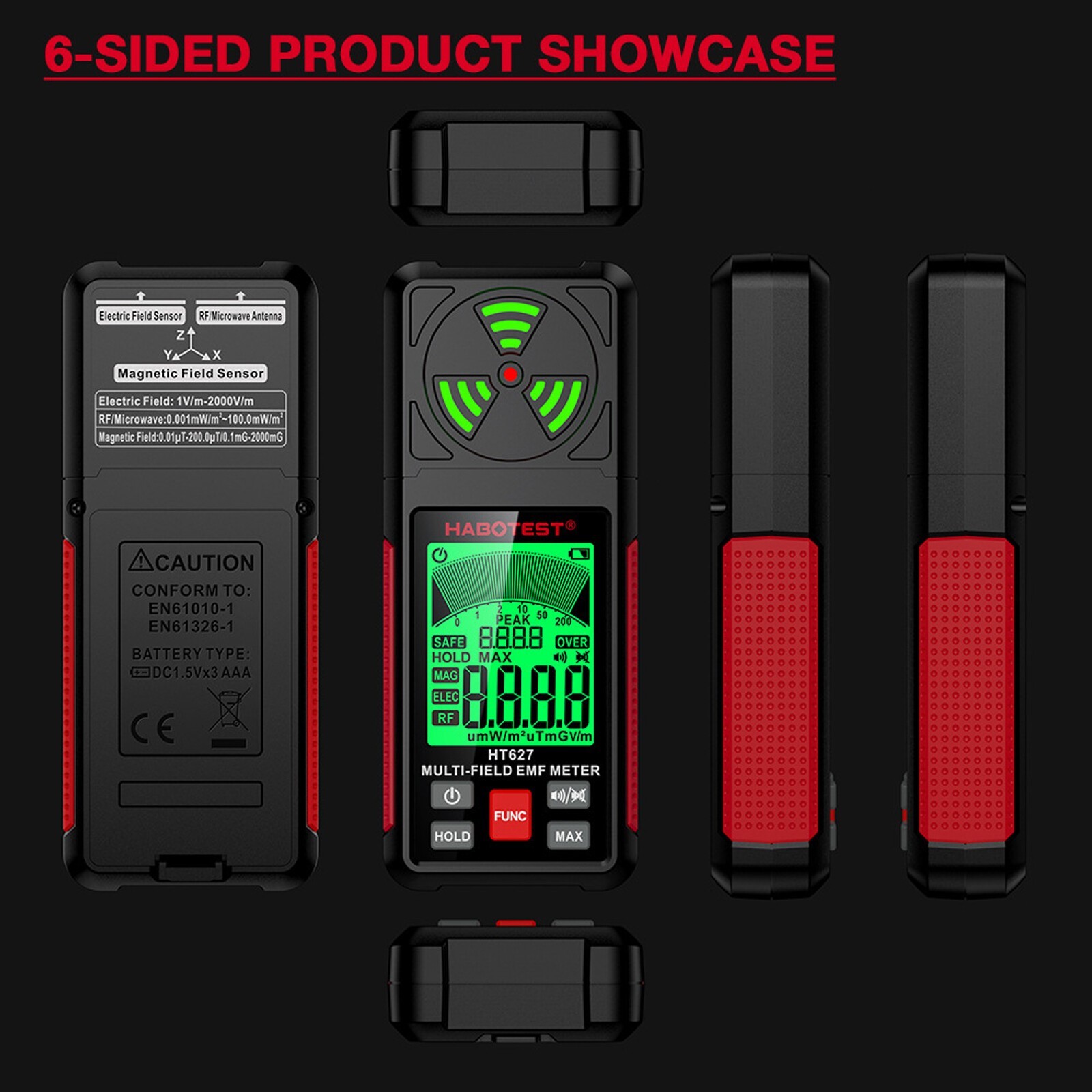 Electromagnetic Radiation Tester Handheld Radio Frequency Field EMF Meter