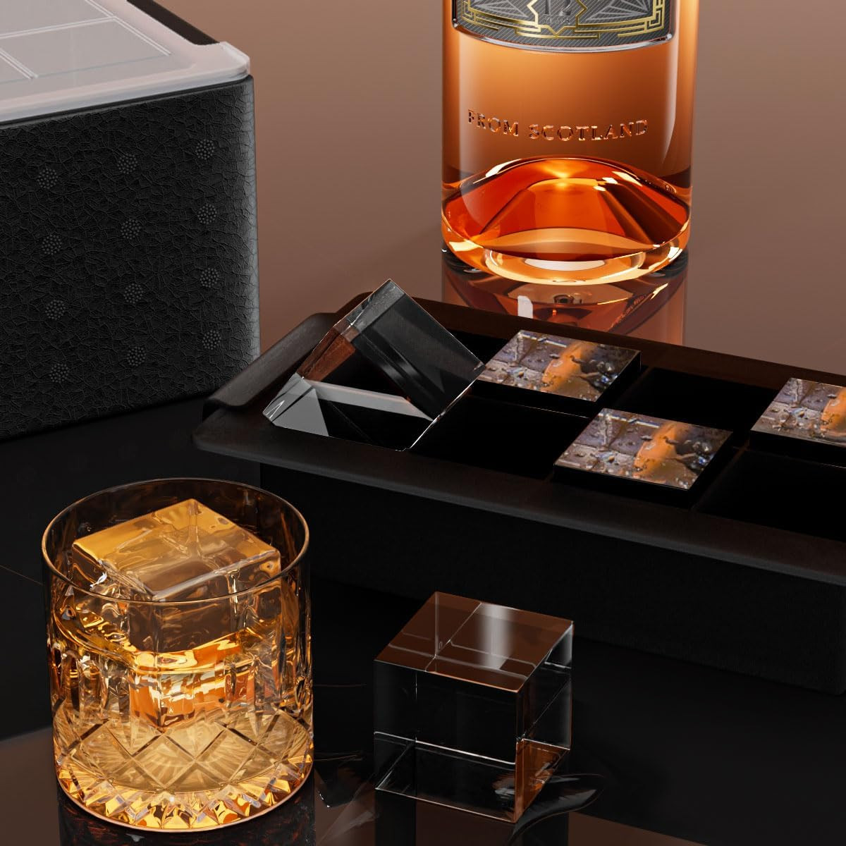 Clear Ice Cube Tray for Whiskey: 2Inch Clear Ice Cube Maker - Silicone Large Ic
