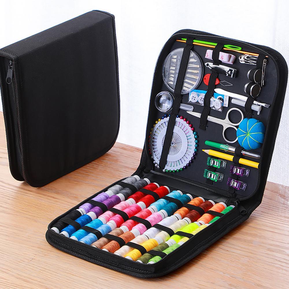 Complete Sewing Kit Needles Scissors Tape Measure Buttons Portable Embroidery