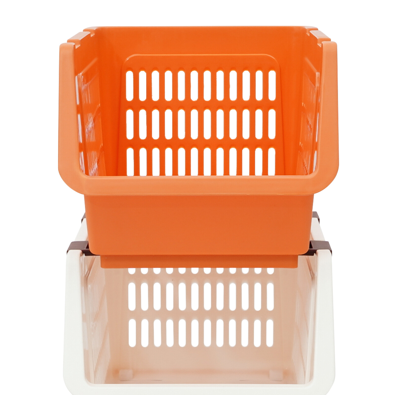 4 PCS Stacking Storage Baskets, Multi-tiered Plastic Stackable Organizer Bins