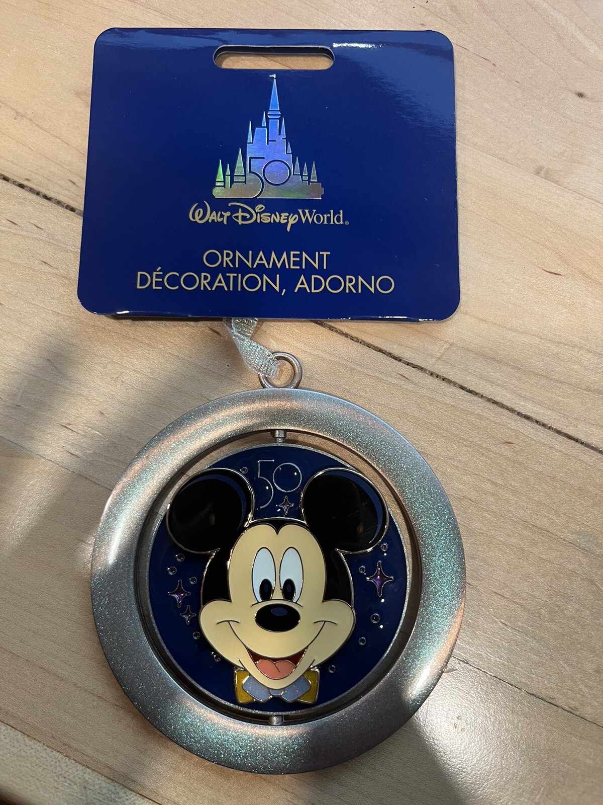 2022 Walt Disney World 50th Anniversary 4 Parks Mickey Mouse Spinner Ornament
