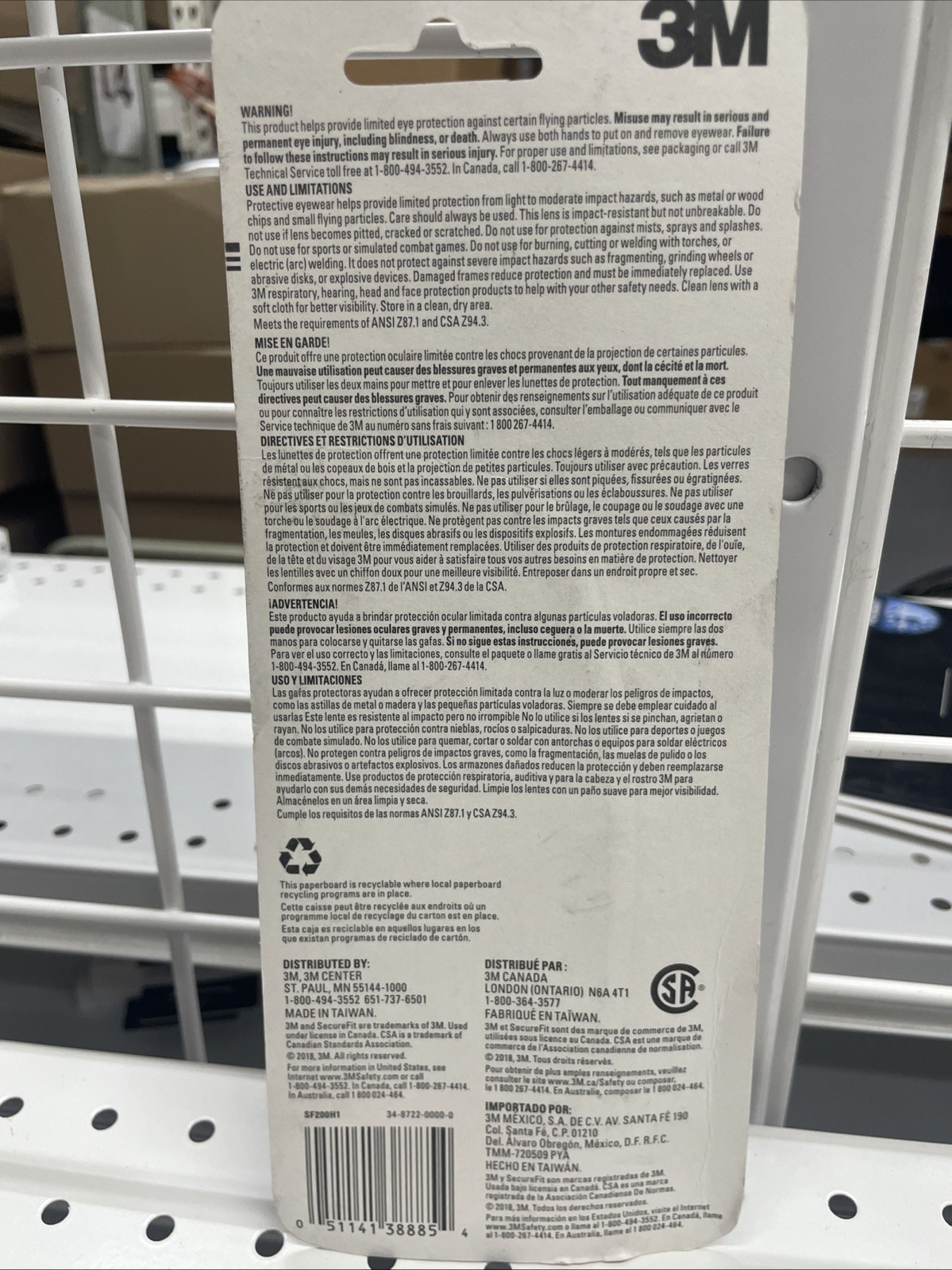 3M Safety Glasses, Clear -SF200H1-DC