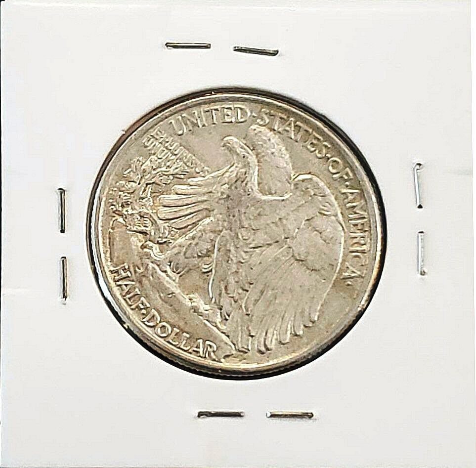 1945 LIBERTY WALKING SILVER HALF DOLLAR, AU CONDITION. SENT POSTPAID