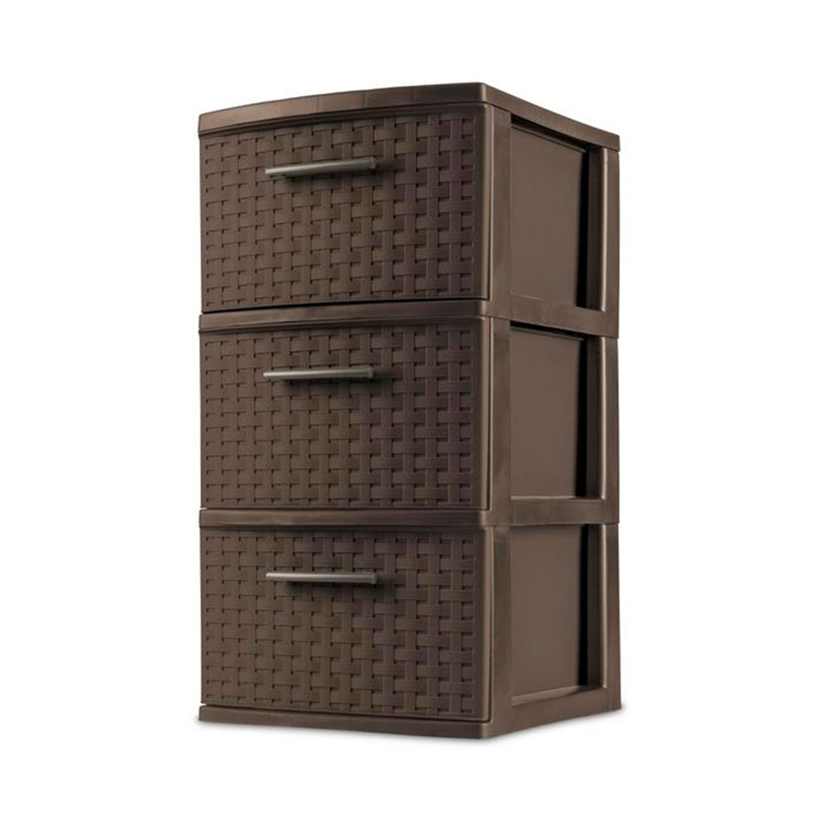 Sterilite 3 Drawer Decorative Plastic Weave Storage Tower, 2-Pack, Espresso