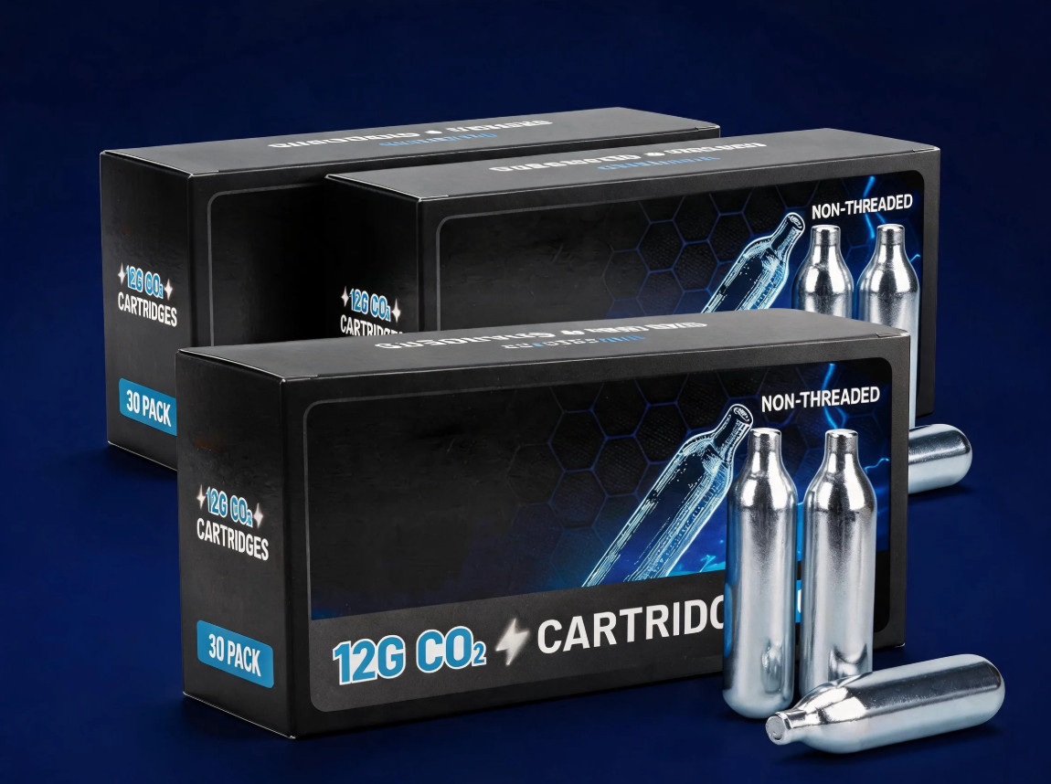 High-purity 90 Pack 12g CO2 Cartridges for Air Pistols, BB Guns & Air Rifles