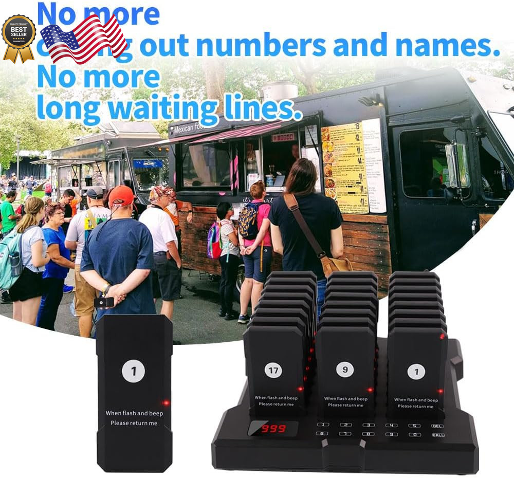 AGJ Restaurant Pager Wireless Calling System 24 Beepers Guest Customer Queue