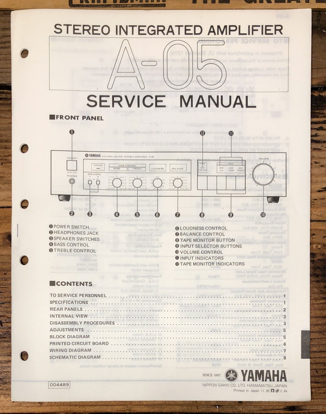 Yamaha A-05 Amplifier  Service Manual *Original*