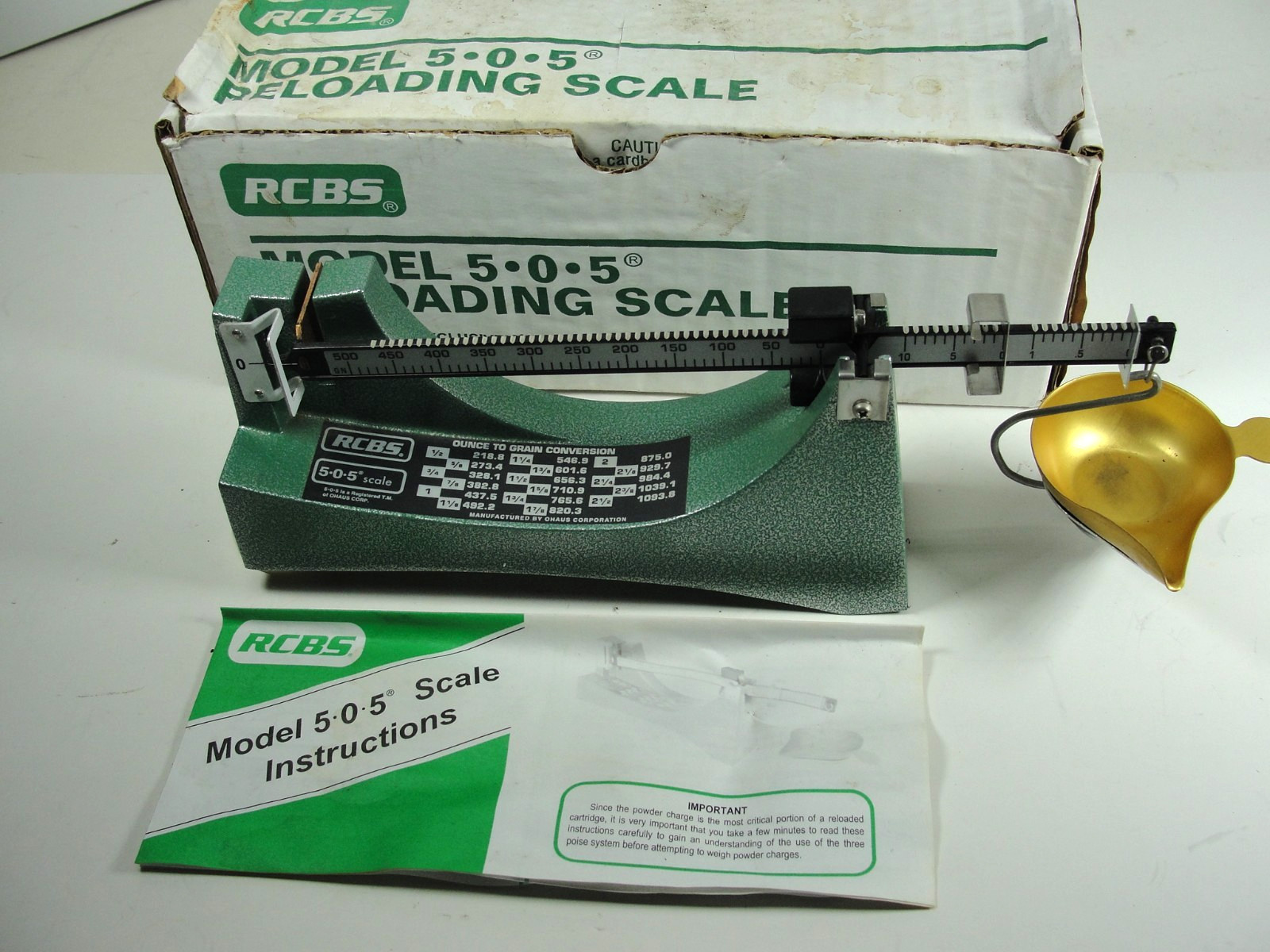 RCBS 5-0-5 RELOADING SCALE IN EXCELLENT USED CONDITION