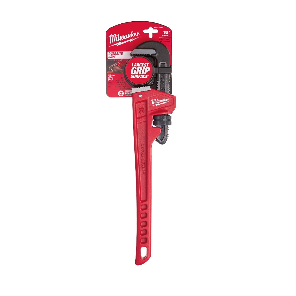 48-22-7118 For Milwaukee 18" Alloy Steel Straight Pipe Wrench Dual Coil Springs