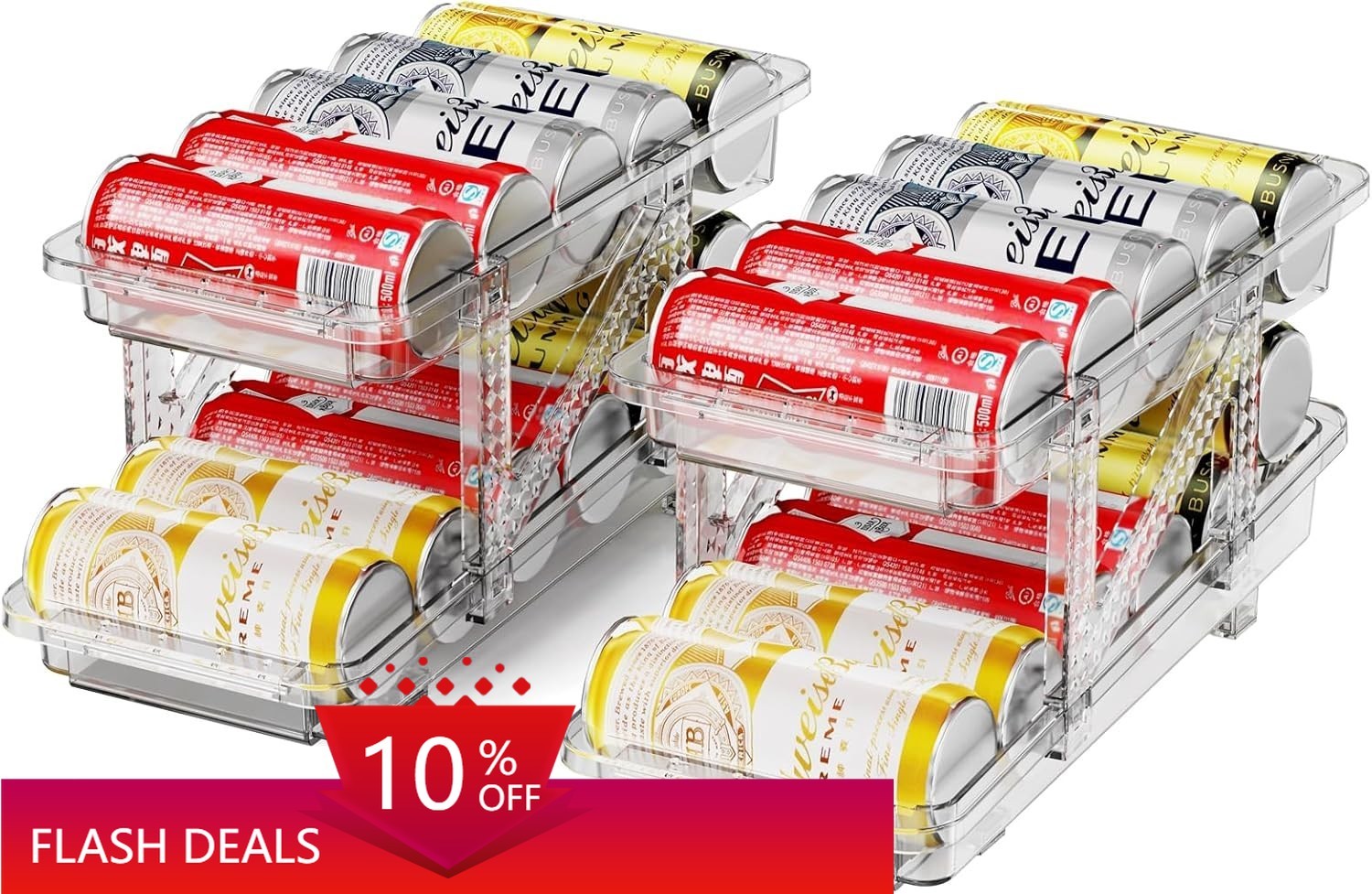Drink Organizer for Fridge Soda Holder for Refrigerator Can Dispenser (2 Pack)