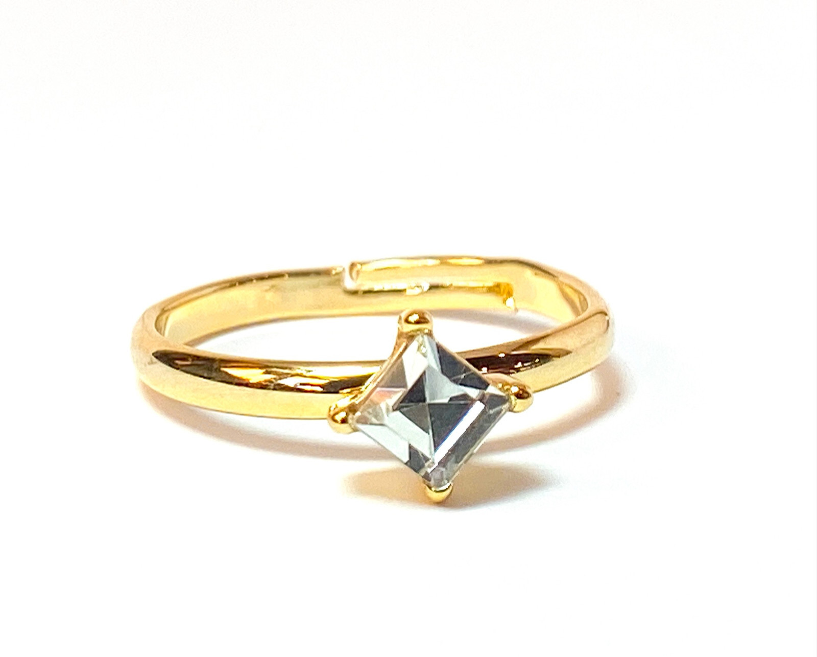 Prong Set 5mm Square CZ Gem Solitaire Adjustable Mid Ring / Toe Ring