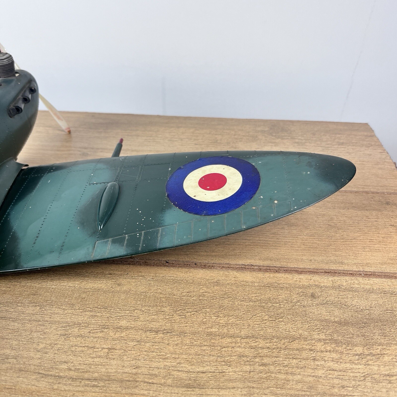 Vintage Cox Thimble Drome Spitfire #7800 RAF Gas Engine Model Tether Airplane