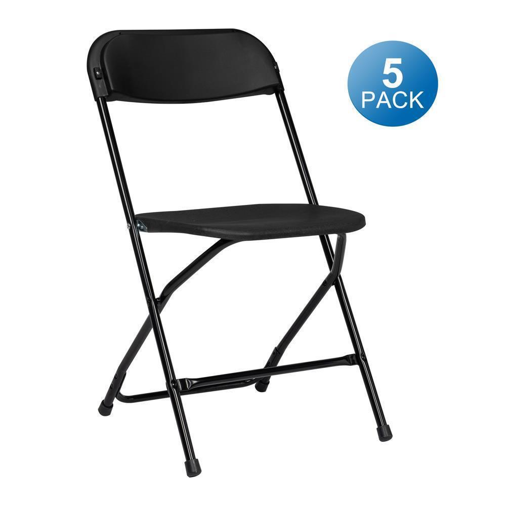 12PCS Folding Plastic Chair Wedding Party Outdoor Indoor 360LBS Capacity Black