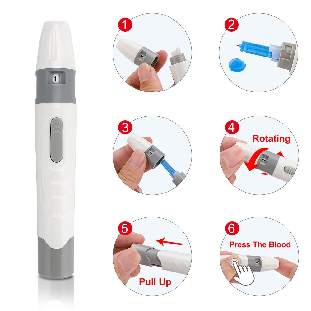 Blood Sampling Test Pen Lancing Device Diabetics Blood Collect Adjustable Depth