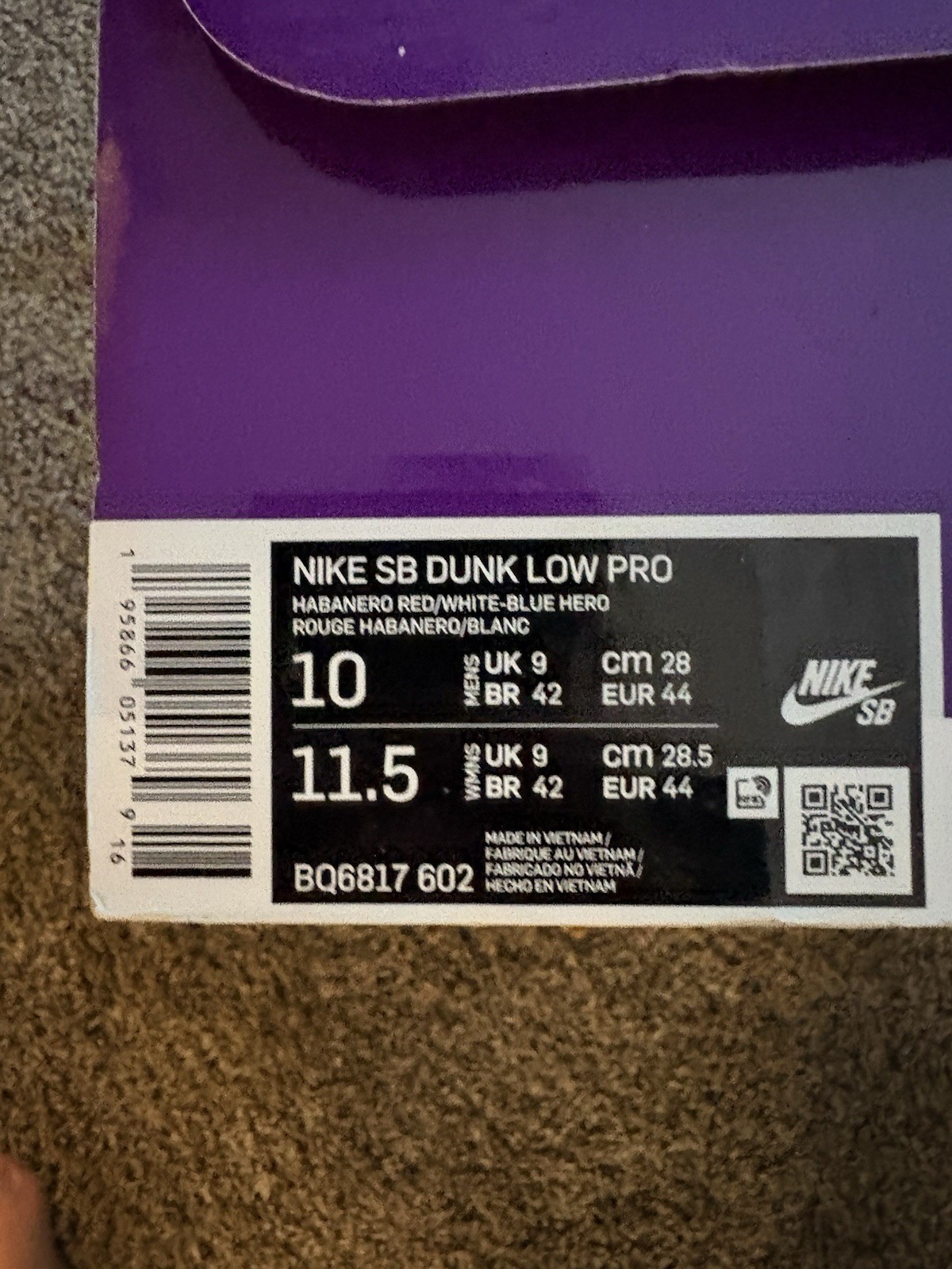 Nike dunk low pro SB ‘Bart Simpson’ size 10