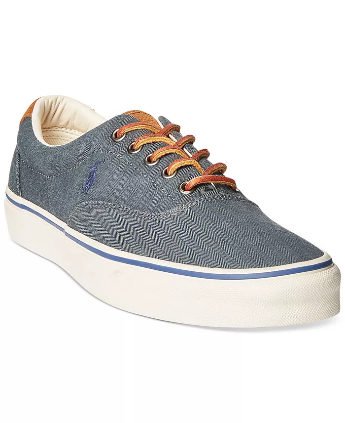 Polo Ralph Lauren Men's Keaton Suede-Trim Herringbone Sneaker - Navy 7 US