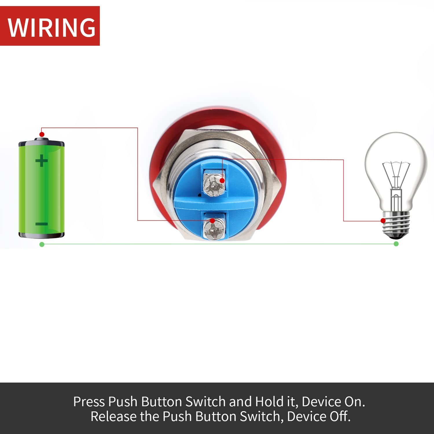 16MM Mushroom Head Push Button Switch Momentary Push Button IP65 Waterproof