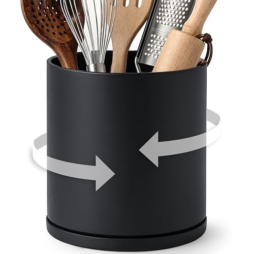 360° Rotating Utensil Holder – Kitchen Utensil Crock for 7.2" Black