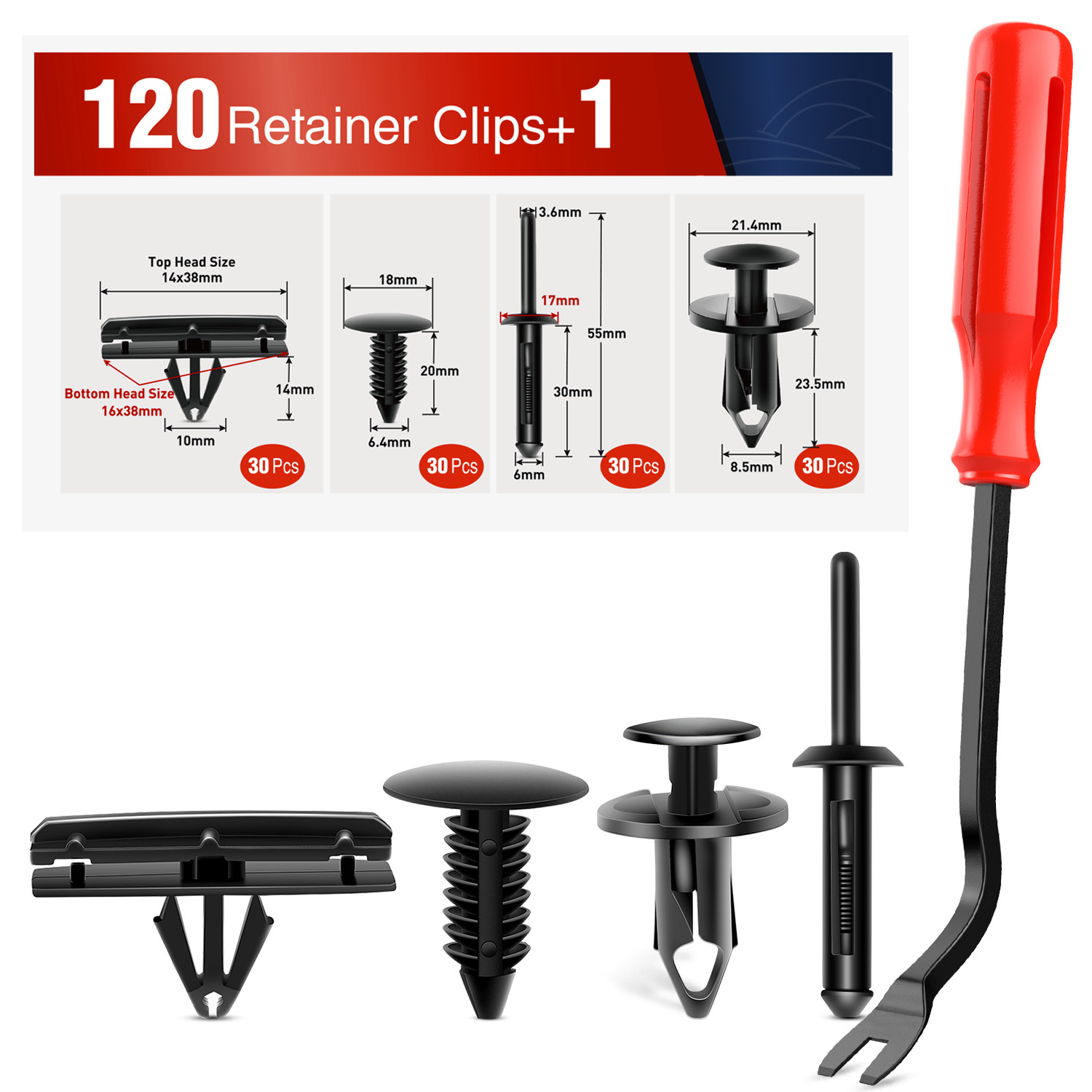 Nilight 121PCS Fender Flare & Rocker Moulding Clip Assortment 6506007-AA 6030441