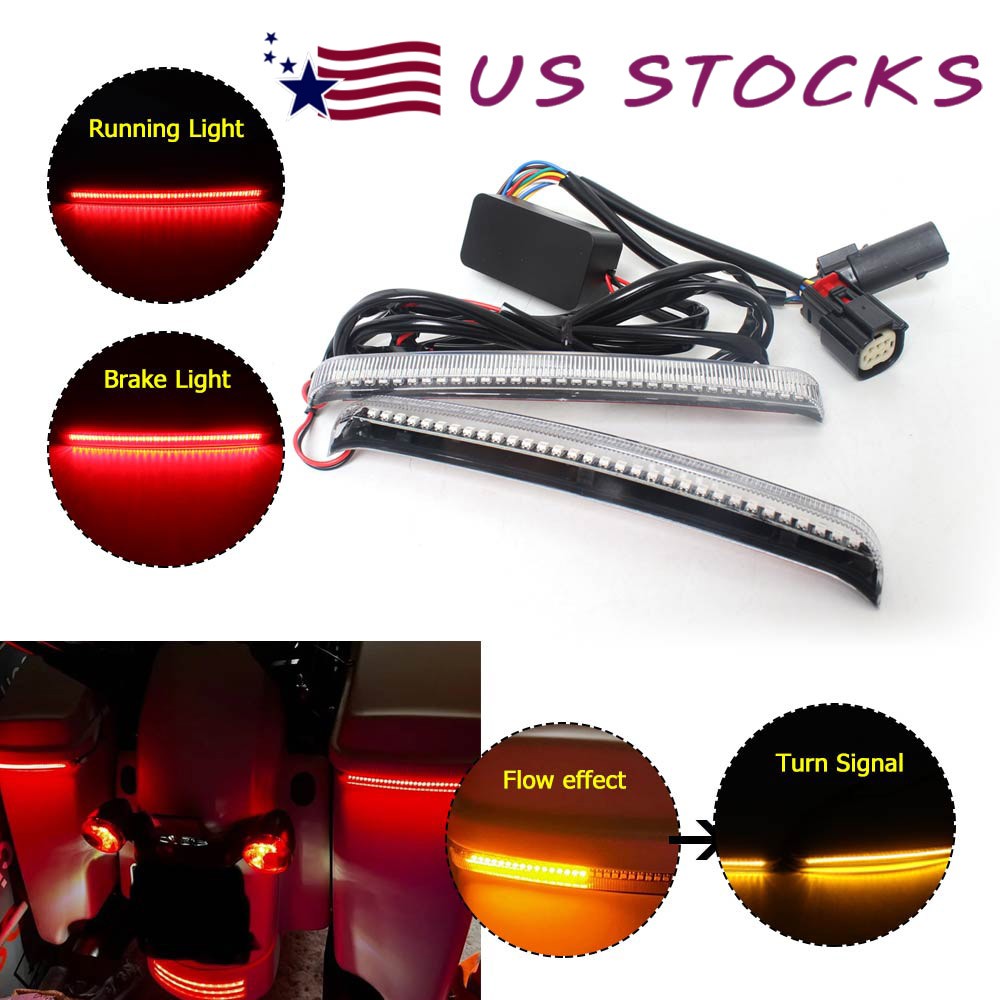Fit For Harley Touring 2014-2023 LED Saddlebag Flowing Brake Turn Signal Lights