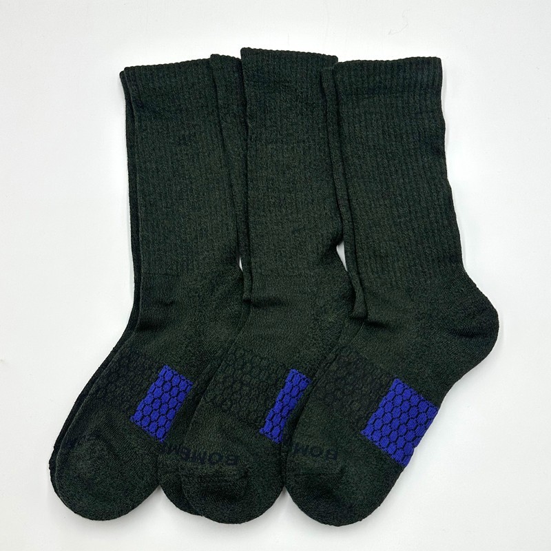 BOMBAS 3 pairs Men's honeycomb Cushion Calf Socks Athletic Size Med Dark green