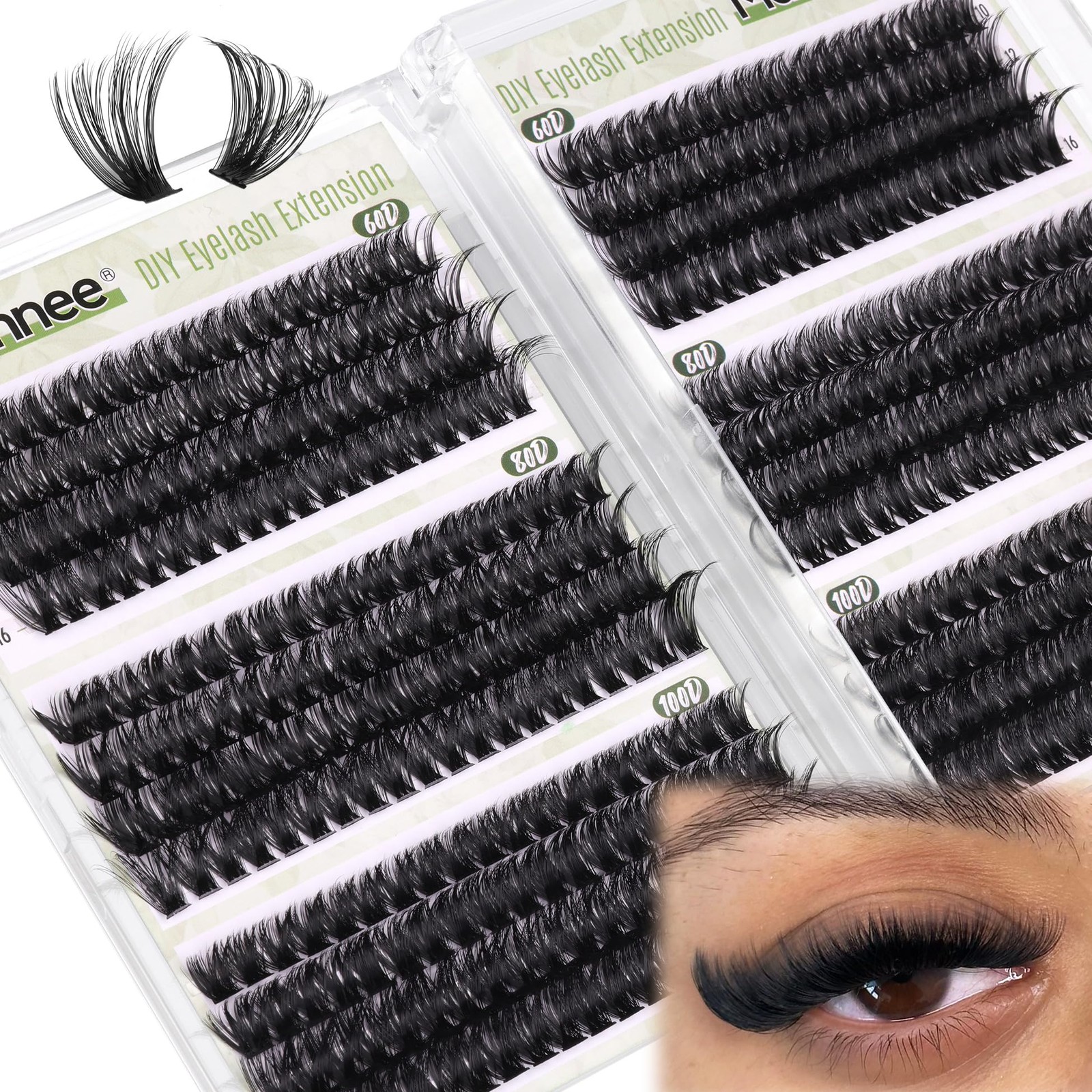 D-Curly Cluster Eyelash Extensions 480Pcs Volume Lash Extensions DIY Eyelash ...