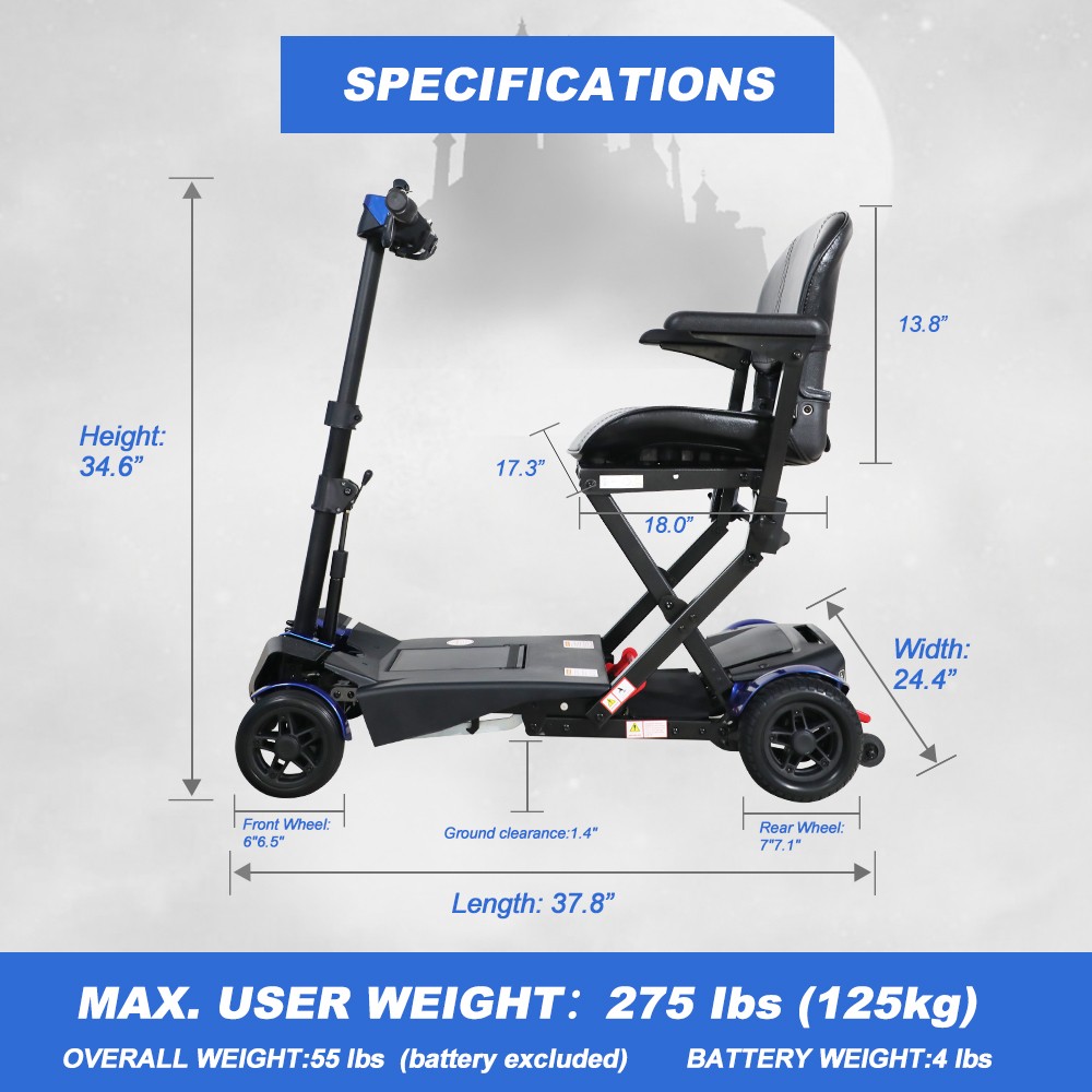 SOLAX Remote Control Foldable Electric Mobility Scooter with Suspension