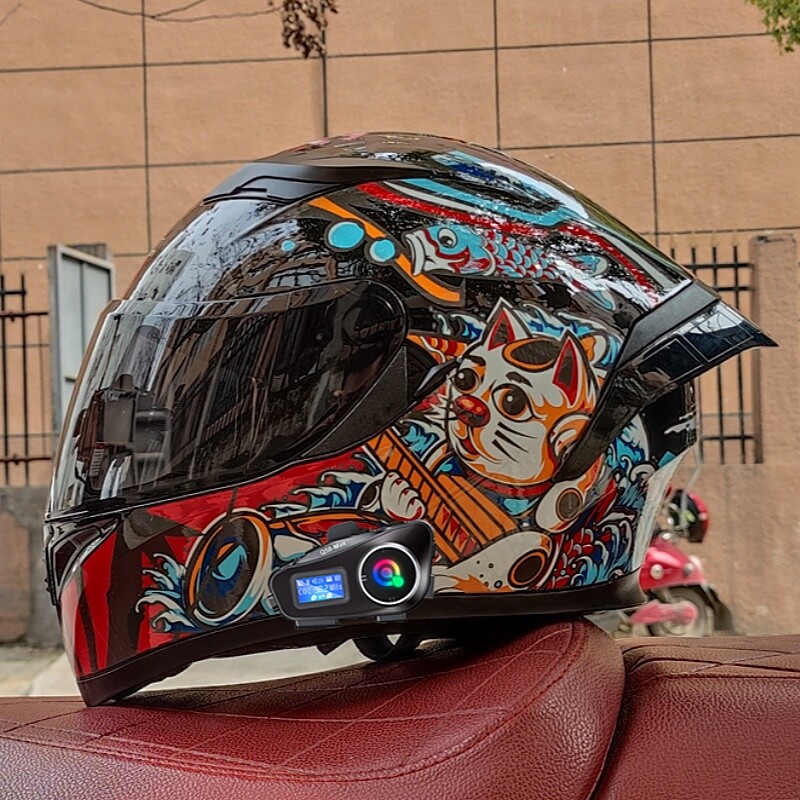 Bluetooth Full Face Motorcycle Intercom Helmet With Wireless Bluetooth Headset