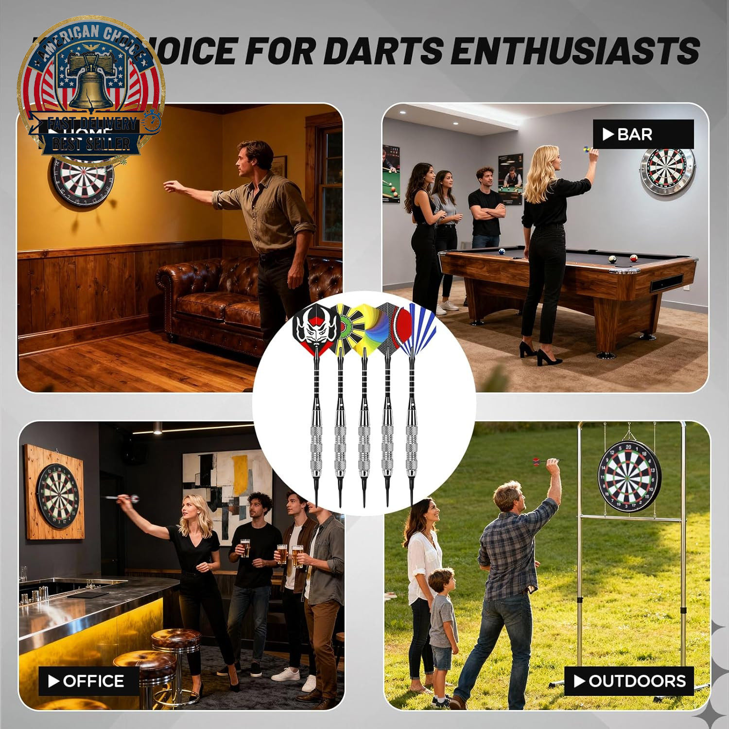 Darts Plastic Tip - 15 Pack Soft Tip Darts Set for Electronic Dartboard - 18 Gra