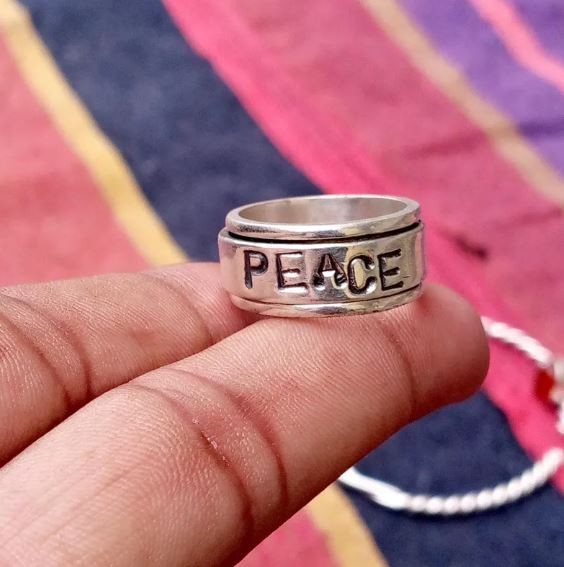 Peace Spinner Ring~ 925 Sterling Silver Ring~ Anxiety Woman Ring All Size R 553