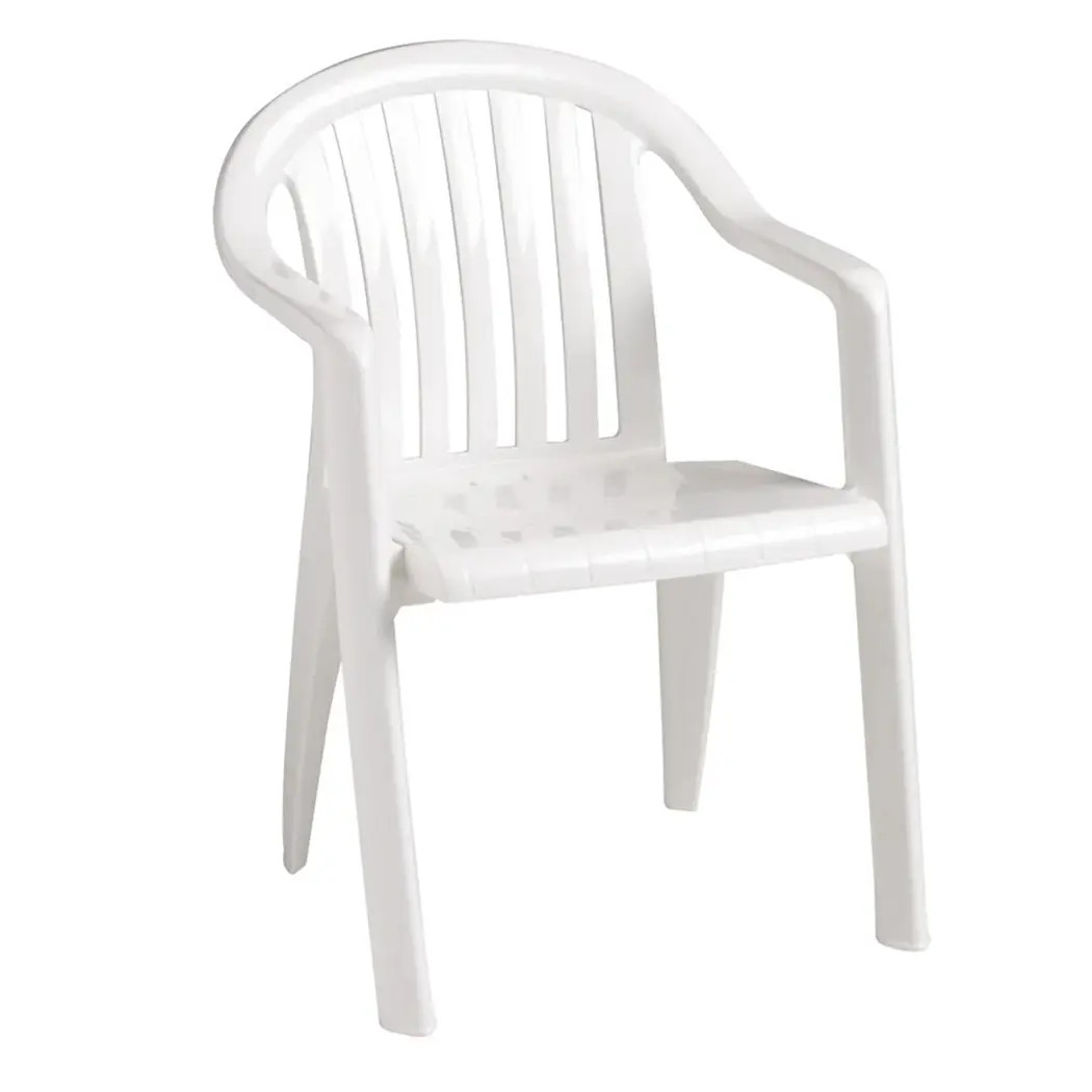 Grosfillex US282304 Miami Lowback White Resin Stacking Armchair - 16 Per Set