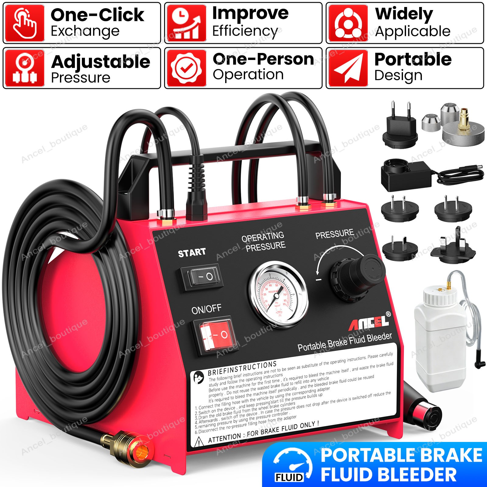 ANCEL BR2000 Car Brake Bleeder Kit One-Click Fluid Exchange System For BMW 2019-
