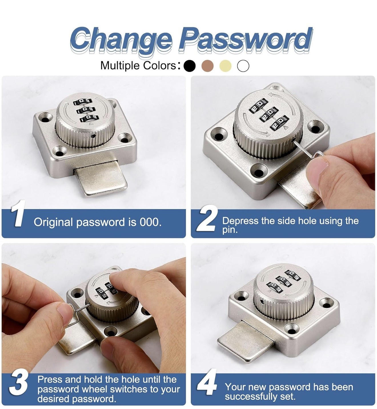 Cabinet Password Latch Combination Lock Safety Lock with L-Screwdriver Silver