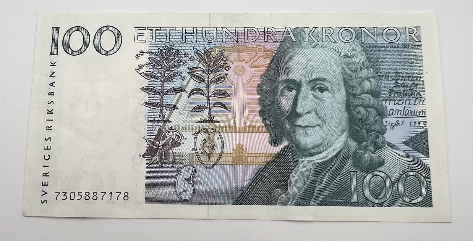 1987 Sweden 100 Kronor AU P-57a Banknote Currency Honeybee