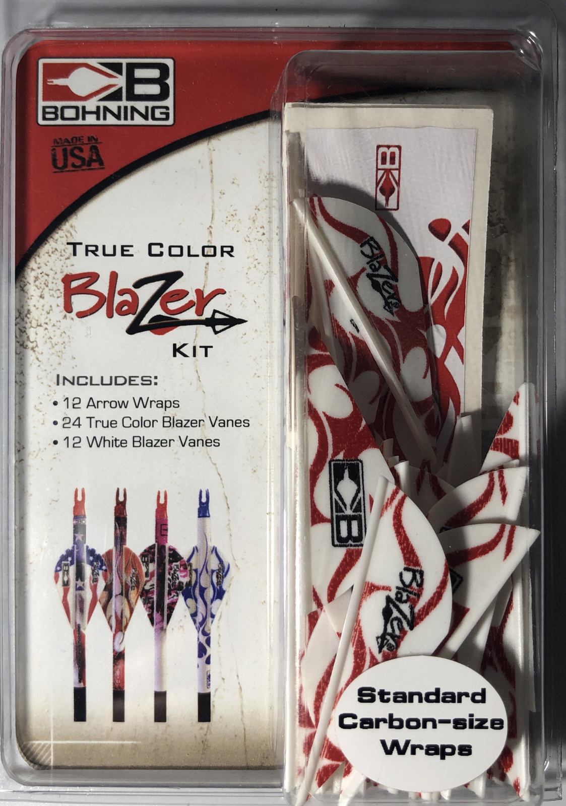 Bohning 101040RWF Red White Flame Blazer Vanes/Wraps Combo-BRAND NEW-SHIPS N 24H