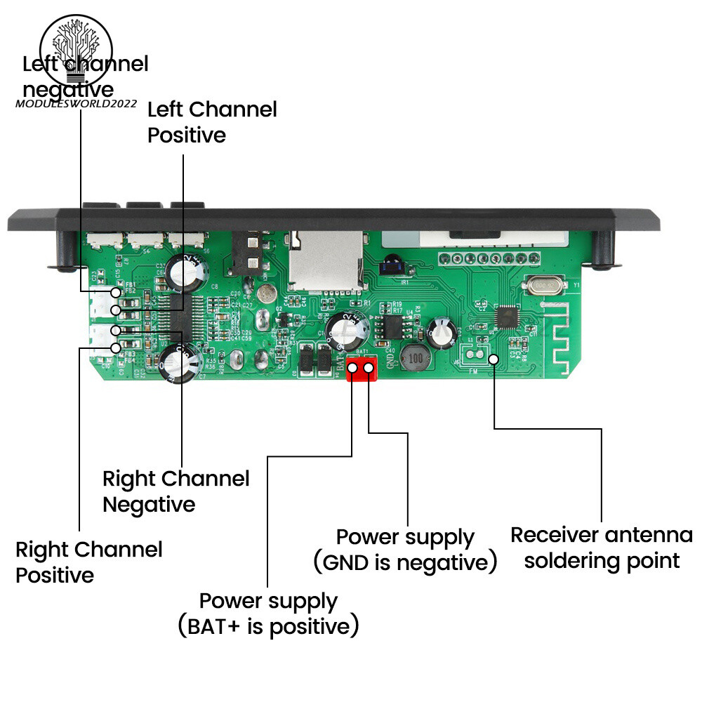 DIY MP3 Decoder Board 2*40W DC7-24V Car MP3 Player Microphone FM Radio Module
