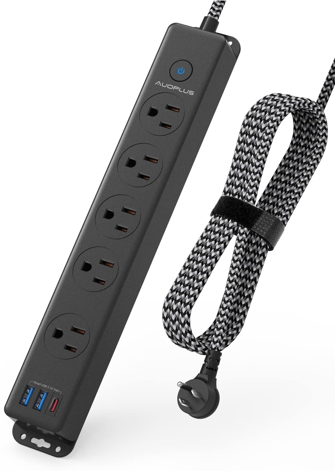 Surge Protector Power Strip With Usb C Ports 10ft Braided Extension Cord 5 Outle